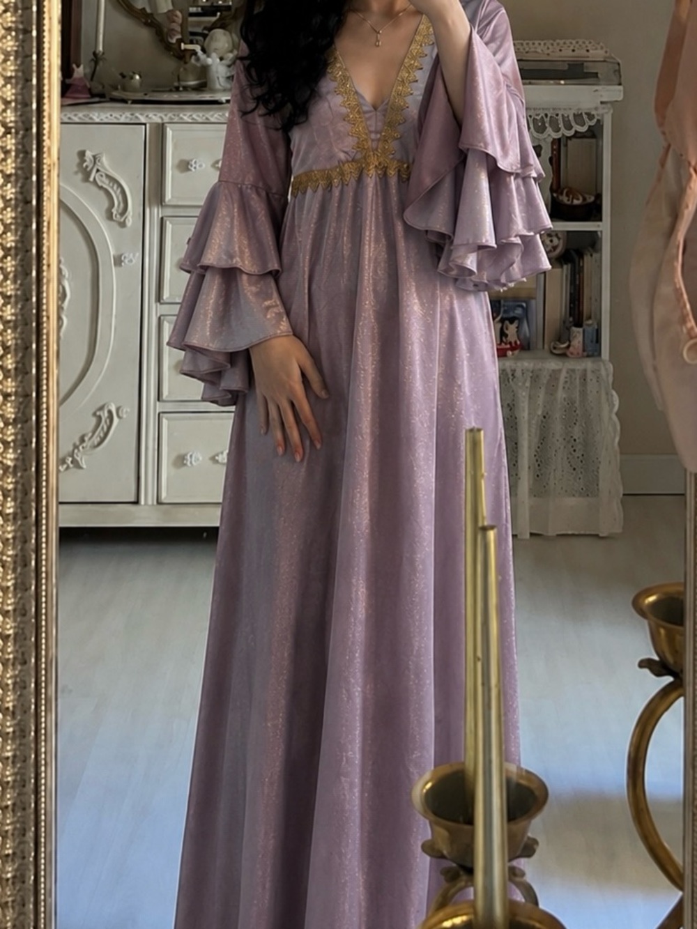SHEIN Lavender Maxi Dress with Gold Trim